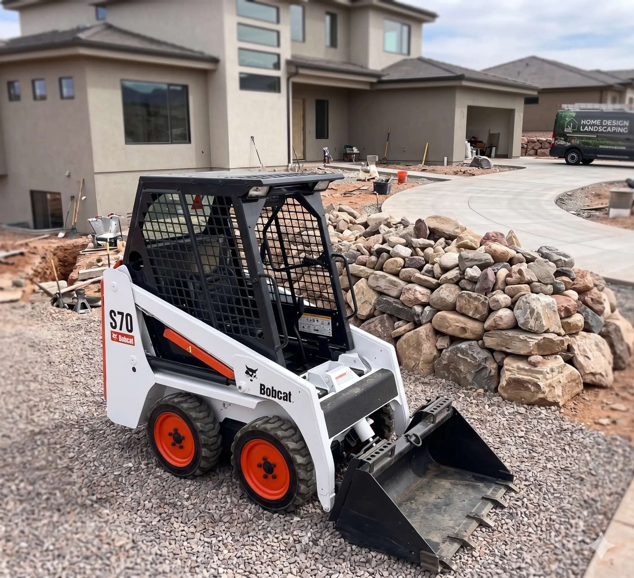 Real Bobcat S70 Compact Skid Steer on West Valley job site